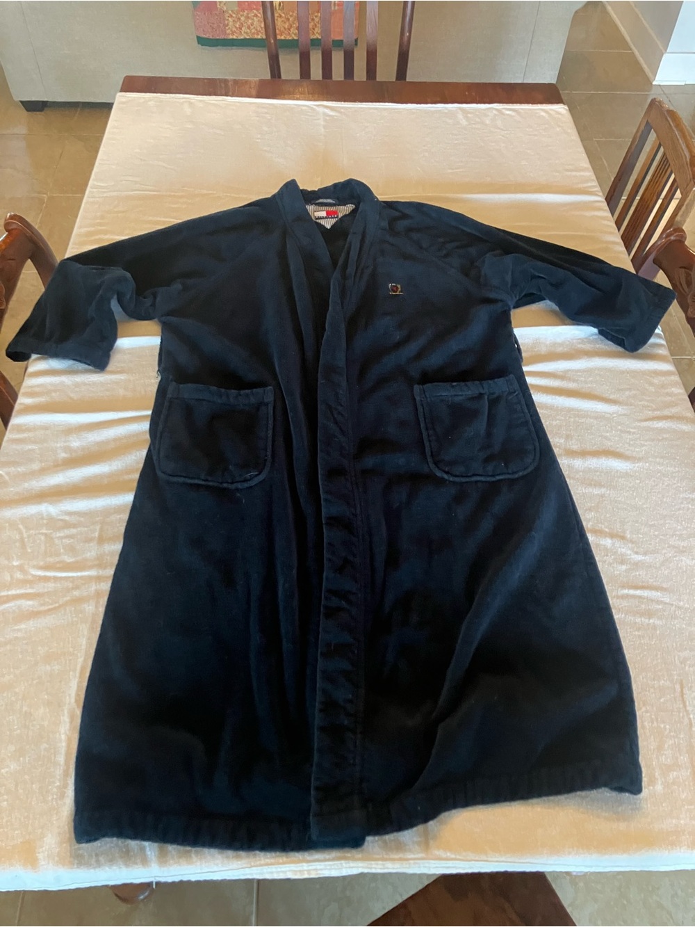 Tommy Hilfiger Navy Blue Plush Robe